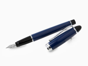 Aurora Ipsilon Fountain Pen, Satin resin, Blue, Rhodium trim, B11-CB