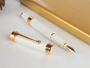 Aurora EDO Fountain Pen, Resin, 14K Rose gold, White, O11-W