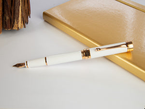 Aurora EDO Fountain Pen, Resin, 14K Rose gold, White, O11-W