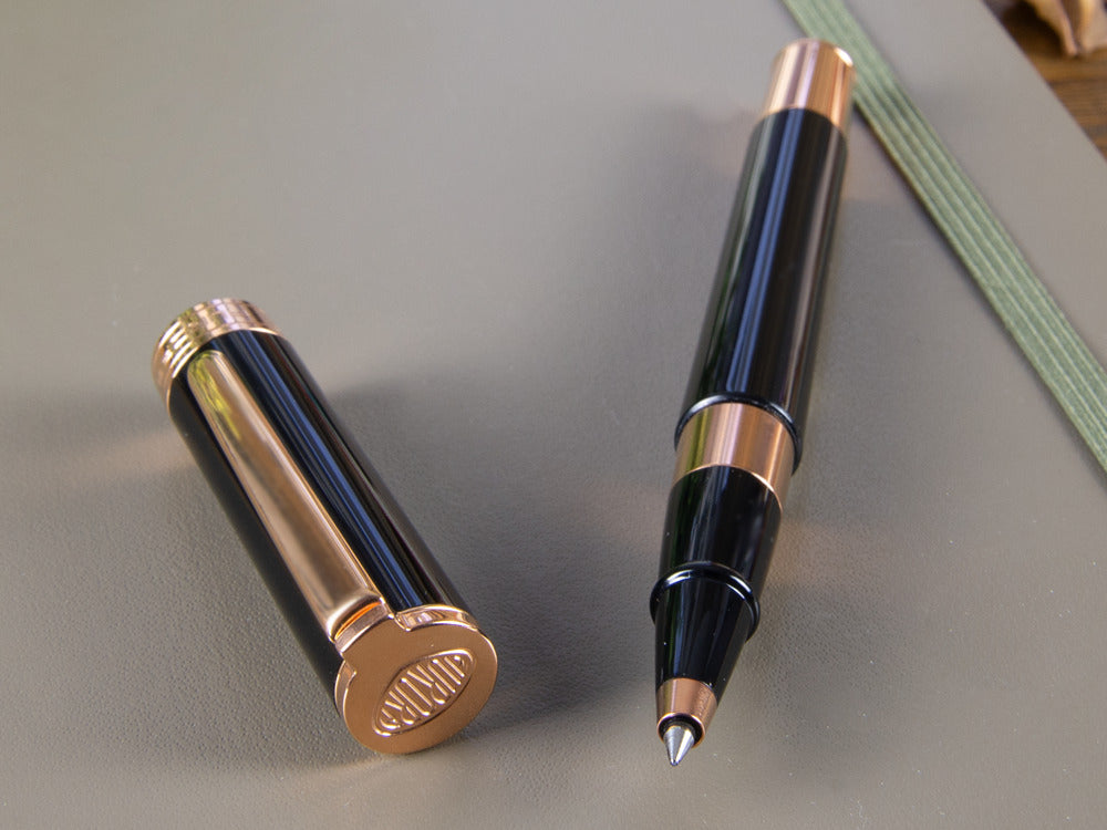 Aurora TU Roller Pen - Black Resin & Rose Gold