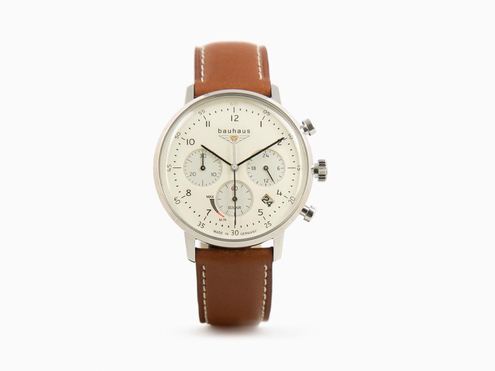 Bauhaus Solar Chronograph Quartz Watch, Beige, 41 mm, Day, 2086-5