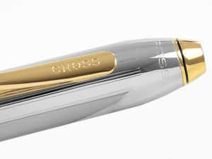 Cross Townsend Fountain Pen, Chrome, Silver, Polished, 23K Gold plated