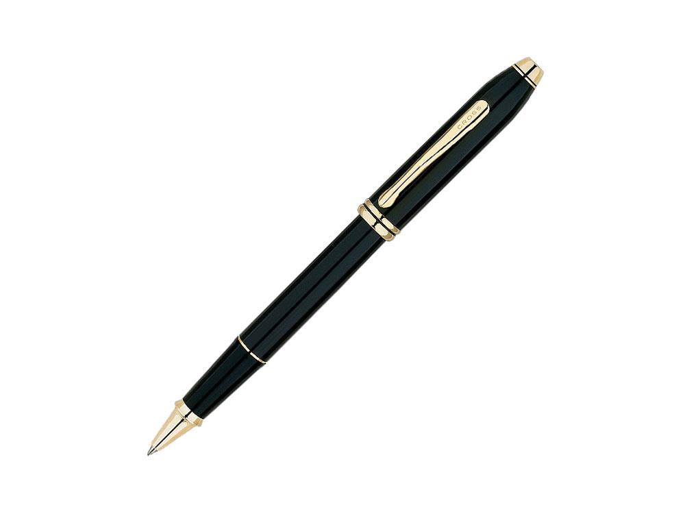Cross Townsend Rollerball Pen, Lacquer, Black, 23K Gold plated, Polished, 575