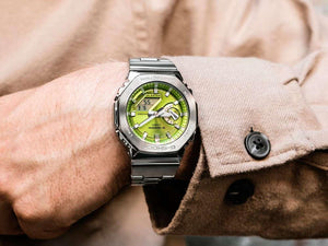 G-SHOCK Casio G-Steel Quartz Watch, Green, 49.3mm × 44.4mm, GM-2110D-3AER