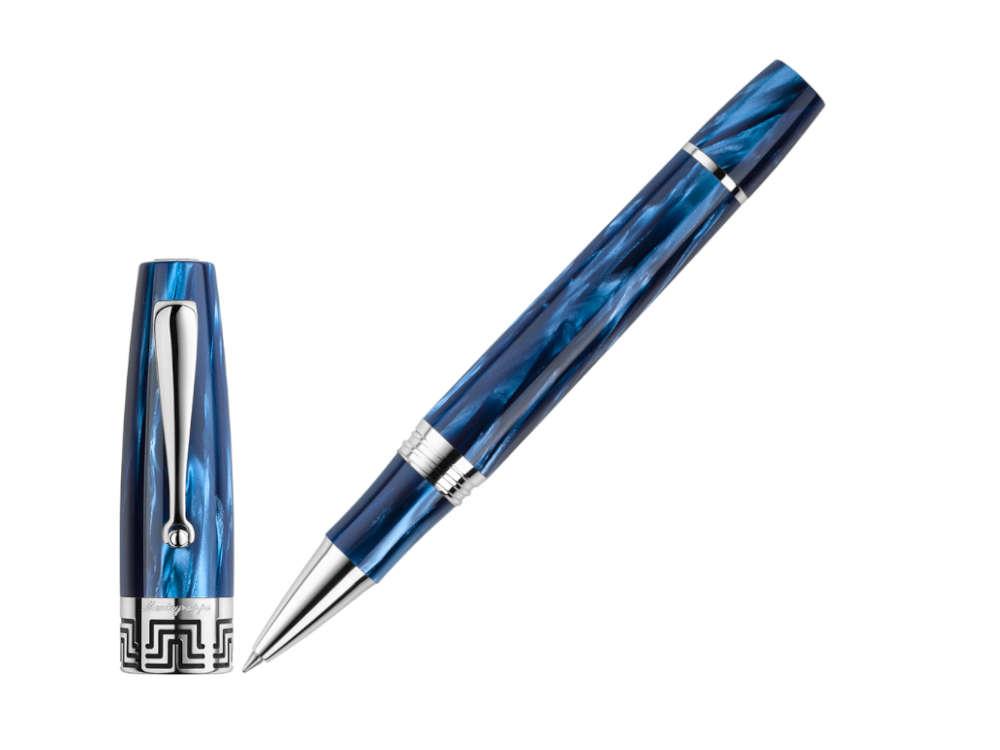 Montegrappa Extra 1930 Mediterranean Blue Rollerball pen, Silver trim, ISEXFR2B