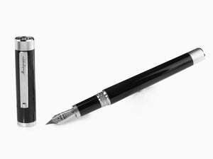 Montegrappa Zero Fountain Pen, Black Resin, Palladium IP, ISZEI-IP