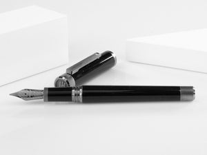 Montegrappa Zero Fountain Pen, Black Resin, Steel, Ruthenium, ISZET-BL