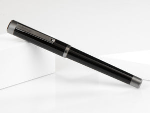 Montegrappa Zero Fountain Pen, Black Resin, Steel, Ruthenium, ISZET-BL