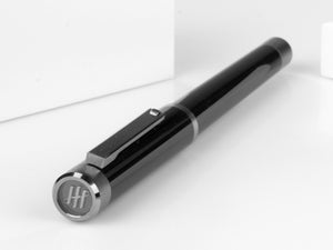 Montegrappa Zero Fountain Pen, Black Resin, Steel, Ruthenium, ISZET-BL