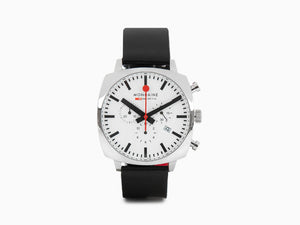 Mondaine Cushion Quartz Watch, White, 41 mm, Leather strap, MSL.41410.LBV.SET