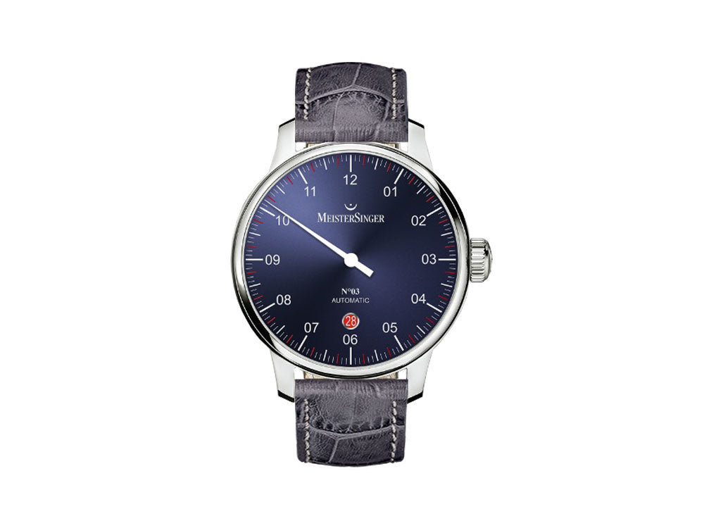 Meistersinger N3 - 40 mm Automatic Watch, Blue, 40mm, grey, Day, DM908-SG06