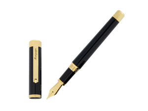 Montegrappa Zero Fountain Pen, Black Resin, Yellow gold trims, ISZEI-IY