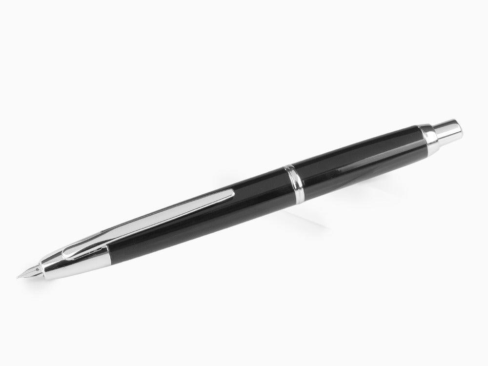 Pilot Capless Decimo Fountain Pen, Chrome trim, Black, FK-1500D-RH-BLACK