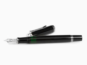 Pelikan 405 Fountain Pen, Black Resin, Silver trim, 924423