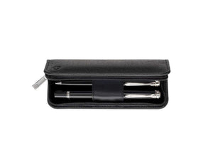 Pelikan 2 Pen Case, Engrained Leather, Black, Zip, 958025