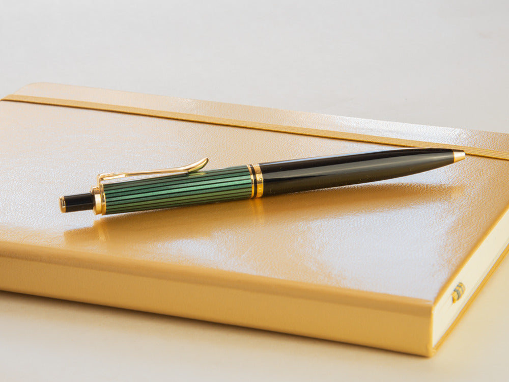 Pelikan K400 Ballpoint pen, Black and green, Gold trim, 996835