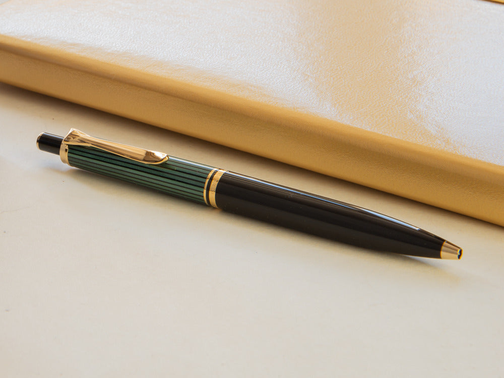 Pelikan K400 Ballpoint pen, Black and green, Gold trim, 996835