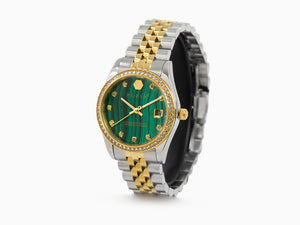 Philipp Plein Date Superlative Quartz Watch, PVD Gold, Green, 34 mm, PWYAA0523