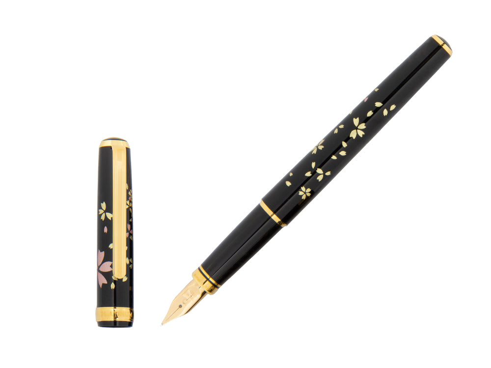 Platinum Kanazawa Maki-e Swirling Petals of Cherry Blossoms Fountain Pen