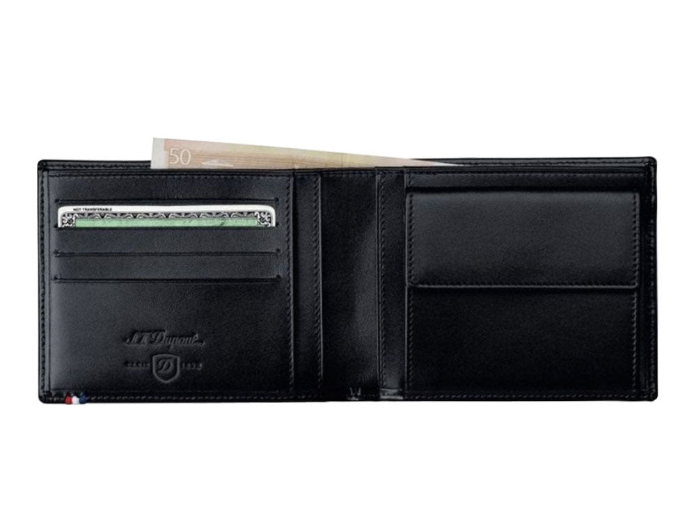 S.T. Dupont Line D Wallet, Black, Leather, 4 Cards, Coin case, 180007