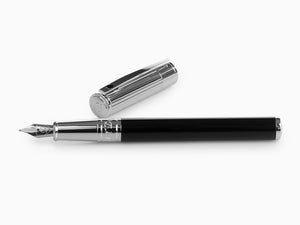 S.T. Dupont D-Initial Fountain Pen, Lacquer, Black, Chrome Trim, 260204