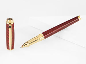 S.T. Dupont Line D Rollerball pen, Lacquer, Red, Gold trim, 412108L