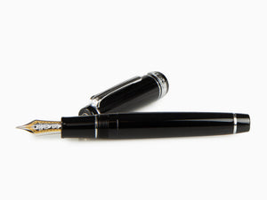 Sailor Professional Gear Silver Fountain Pen, Black, Chrome, 11-2037-420