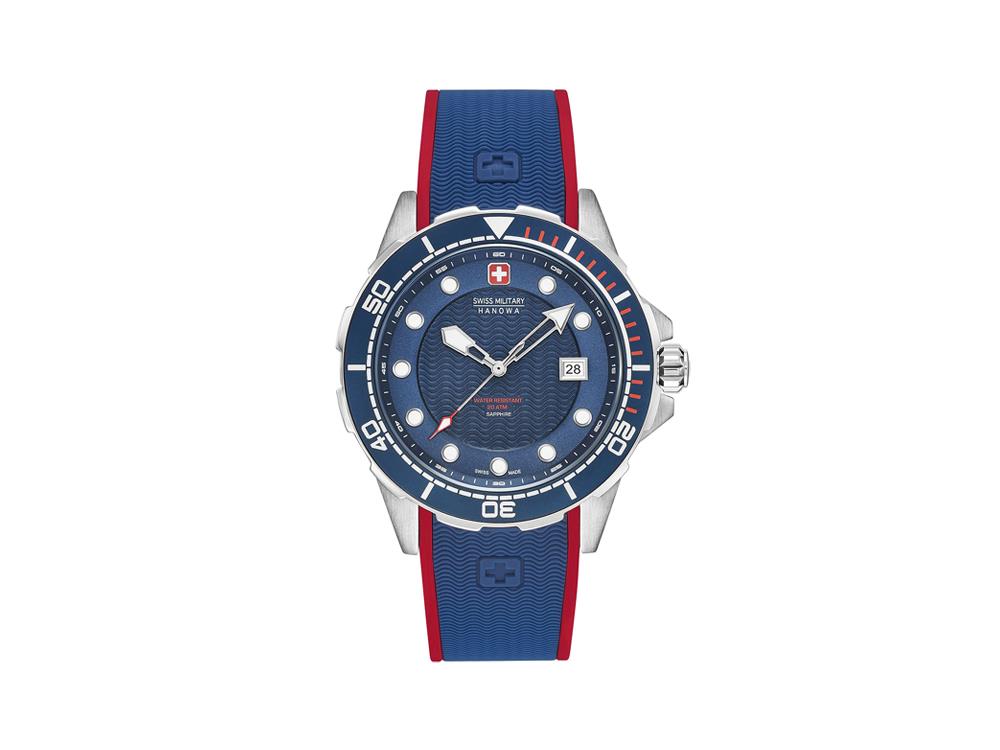 Swiss Military Hanowa Aqua Neptune Diver Quartz Watch, Blue, 6-4315.04.003