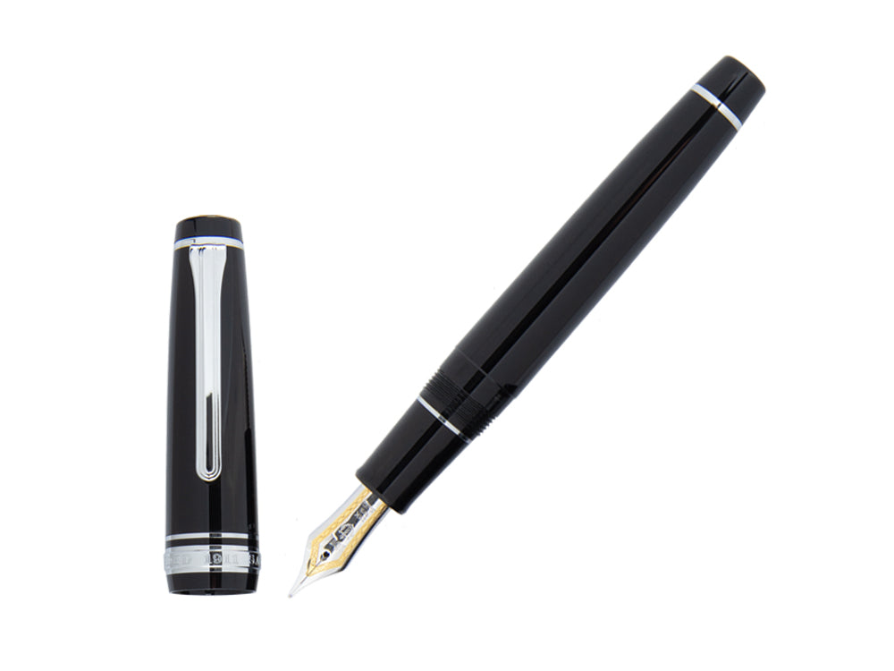 Sailor Professional Gear Silver Fountain Pen, Black, Chrome, 11-2037-420