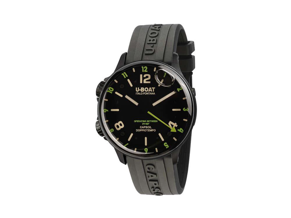 U-Boat Capsoil Doppiotempo Green Rehaut Quartz Watch, DLC, Black, 45 mm, 8840