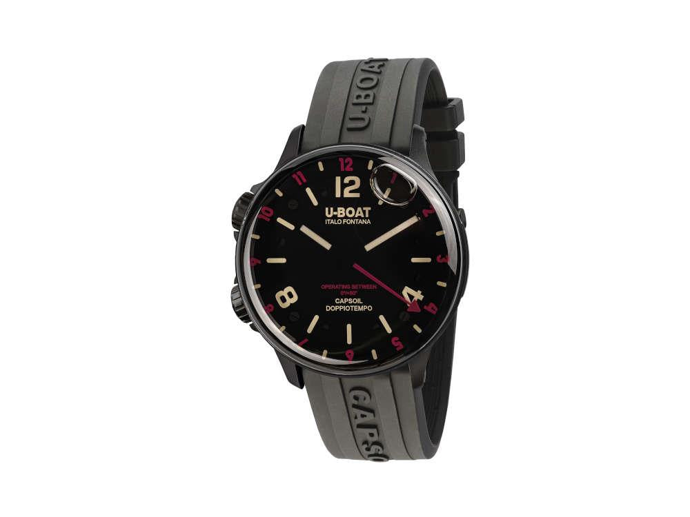 U-Boat Capsoil Doppiotempo Red Rehaut Quartz Watch, DLC, Black, 45 mm, 8841