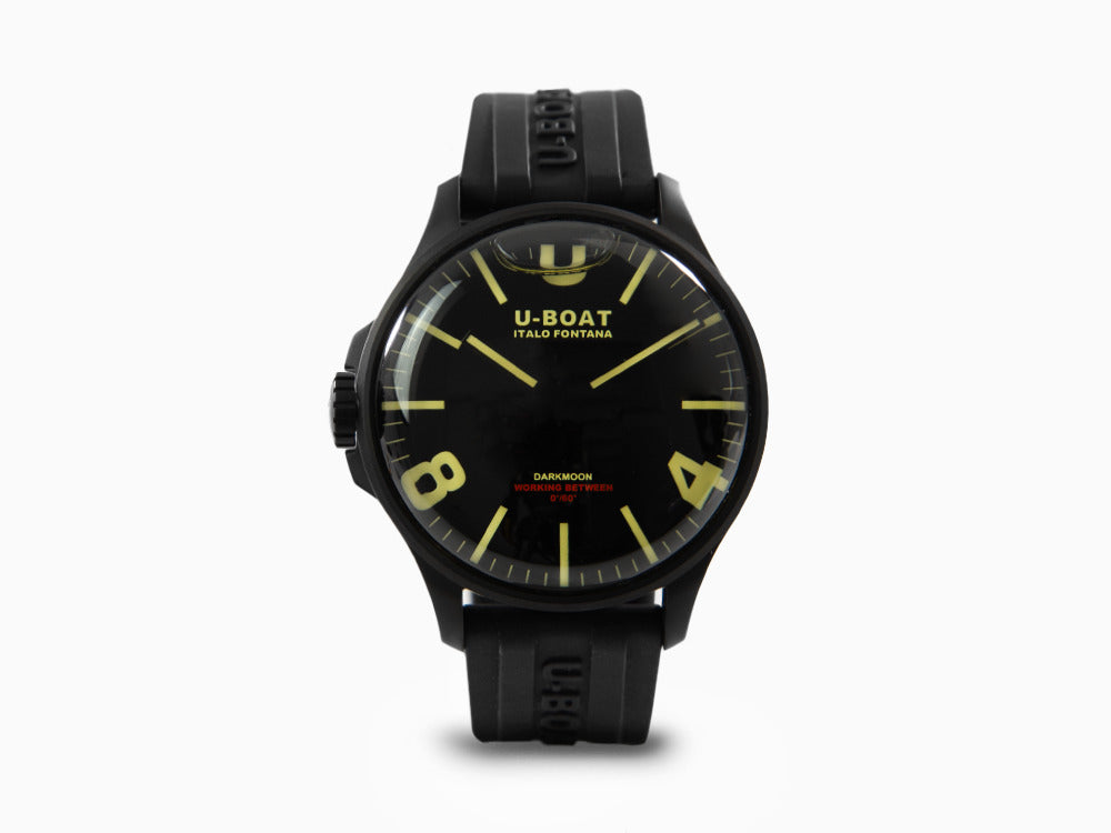 U-Boat Capsoil Darkmoon 44 IPB Quartz Watch, Black, 44 mm, Rubber, 8464/A