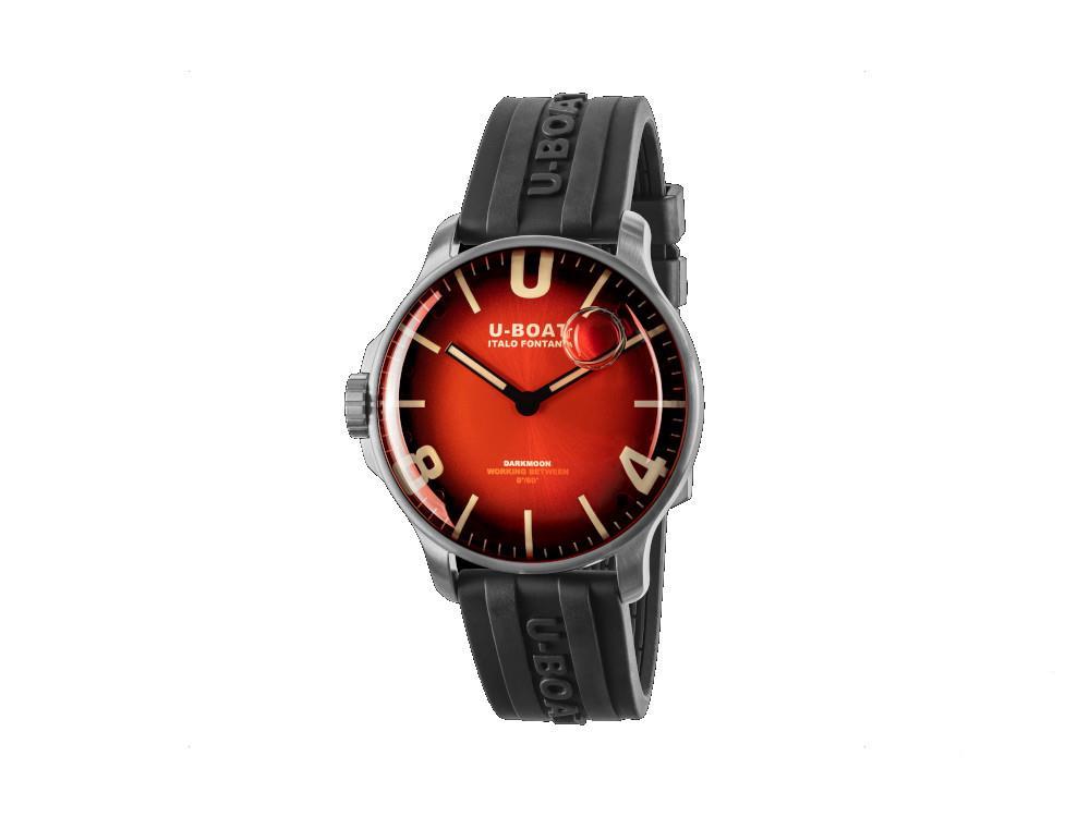 U-Boat Capsoil Darkmoon Soleil Red SS Quartz Watch, Red, 44 mm, 8701