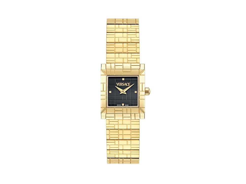 Versace Mosaic Quartz Watch, PVD Gold, Black, 22 mm, Sapphire Crystal, VE9B00324