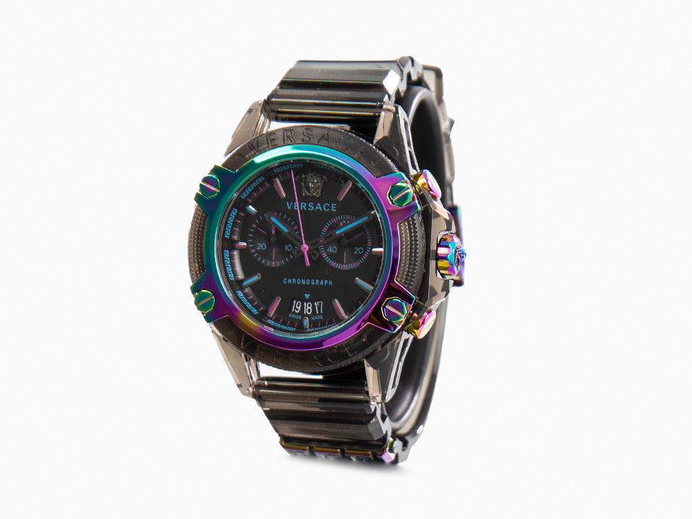 Versace Icon Active Quartz Watch, Polycarbonate, Black, 44 mm 