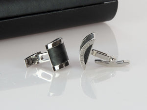 Visconti CarbonGraphite Cufflinks, Carbongraphyte, Palladium, Black, 980C023