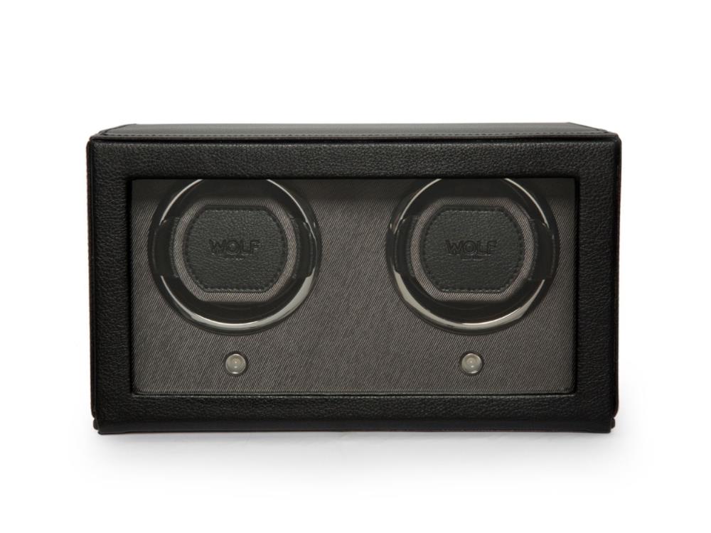 WOLF Cub Watch winder, 2 Watches, Black, Vegan Leather, 461203