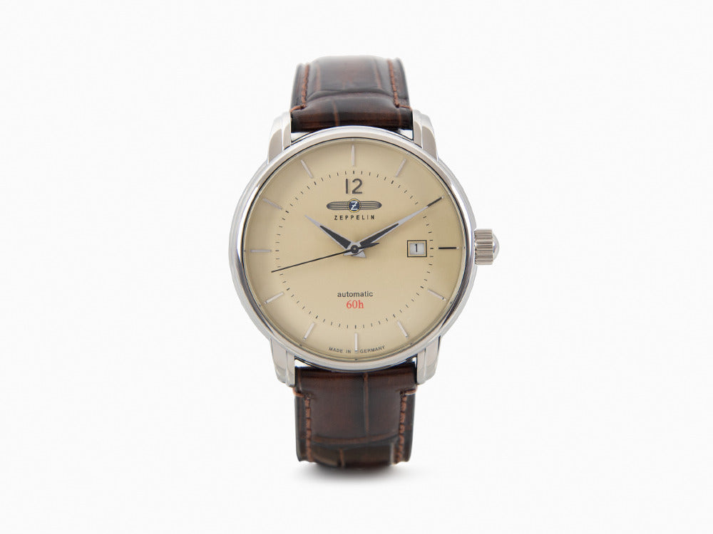 Zeppelin LZ 120 Bodensee Automatic Watch, Beige, 40cm, Leather strap, 8160-5