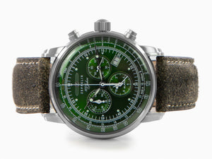 Zeppelin 100 Years Zeppelin Ed. 1 Quartz Watch, Green, 42 mm, Day, 8680-4