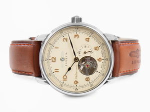 Zeppelin Méditerranée Automatic Watch with Open Heart, Beige, 40 mm, 9666-5