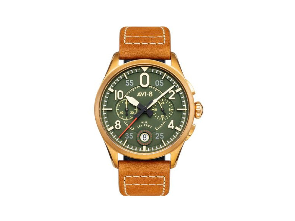 AVI 8 Spitfire Lock Chronograph Bronze Green Quartz Watch 42 mm