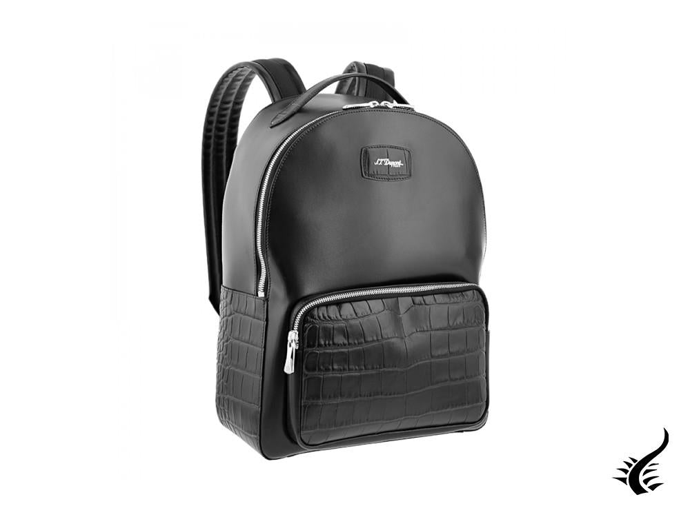 S.T. Dupont Line D Croco Dandy Backpack, Leather, Black, Zip, 181064